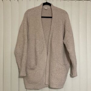 Barefoot Dreams L/XL Cozychic Chubky Knit Open Front Cardigan Cream Tan
